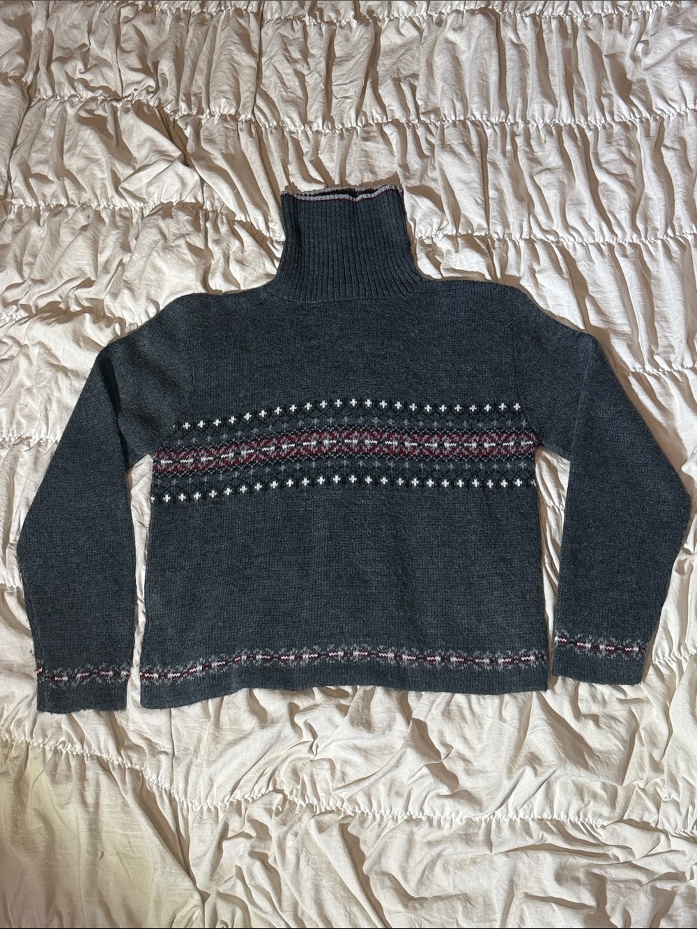 M Basics Charcoal Gray Ribbed Knit Turtleneck Sweater